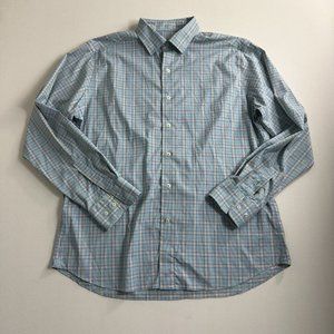 David Donohue Plaid Long Sleeve Fusion Performance Button Down Shirt Men Size 17